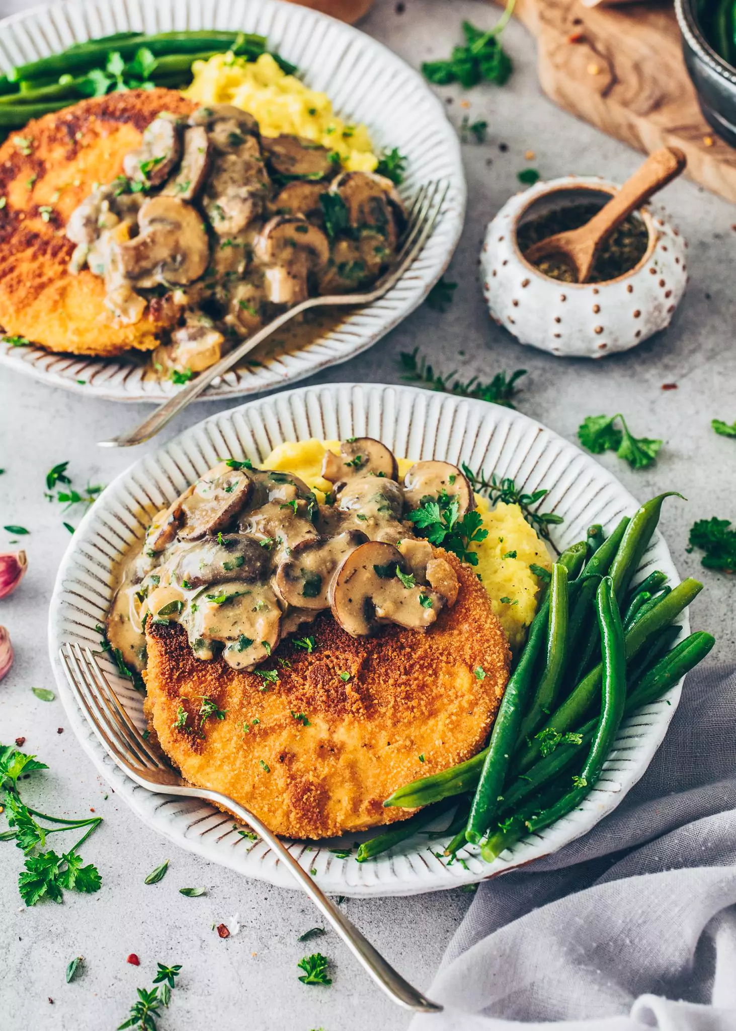 Sellerieschnitzel mit Champignons (Veganes Jägerschnitzel) Bianca