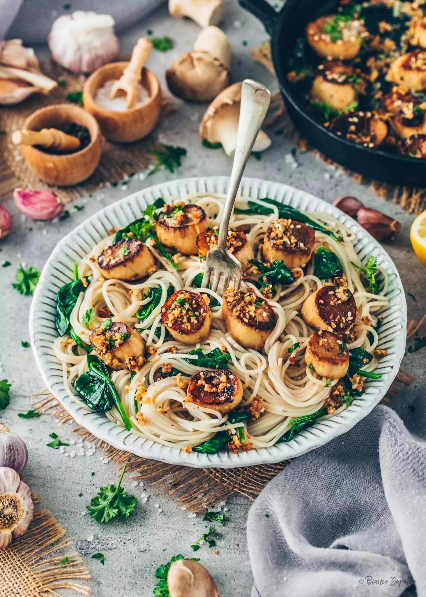 Vegan Scallops (King Oyster Mushroom Scallops) Bianca Zapatka Recipes